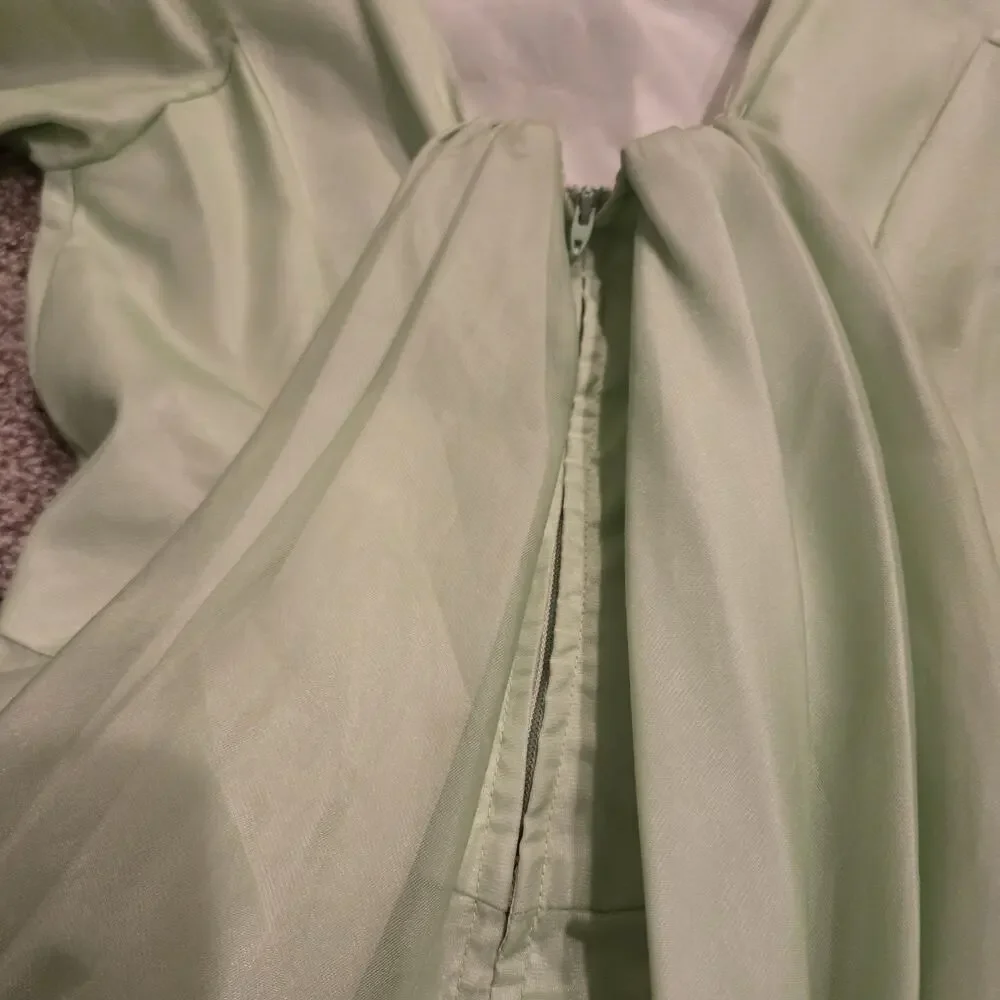 VTG 60s Mint Green Chiffon Long Bow Maxi Dress Union Gown Fits Size XS Retro - Picture 8 of 10